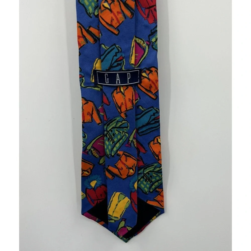 Gap Vintage Y2K 90s Italian Silk Tie Neon Winter Wear Print 57